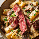 Creamy Steak & Mushroom Rigatoni (Cozy Winter Bowl)