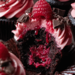 Dark Chocolate Raspberry Lava Cupcakes