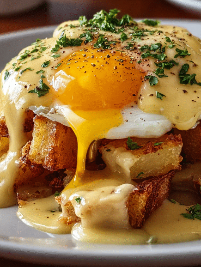 Golden Breakfast Poutine with Creamy Hollandaise