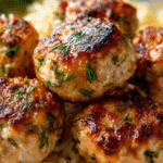 Golden Herb Chicken Meatballs with Buttered Orzo