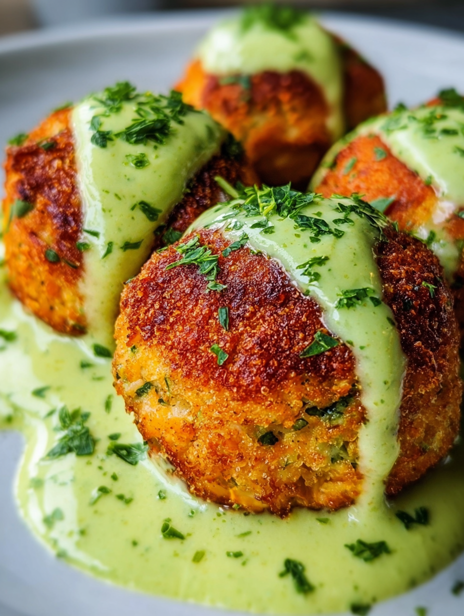 Golden Salmon Bites with Creamy Avocado Drizzle