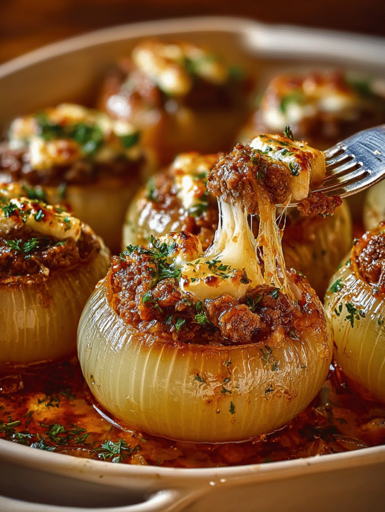Greek Stuffed Onions (Melitzanes-Style Comfort Bake)