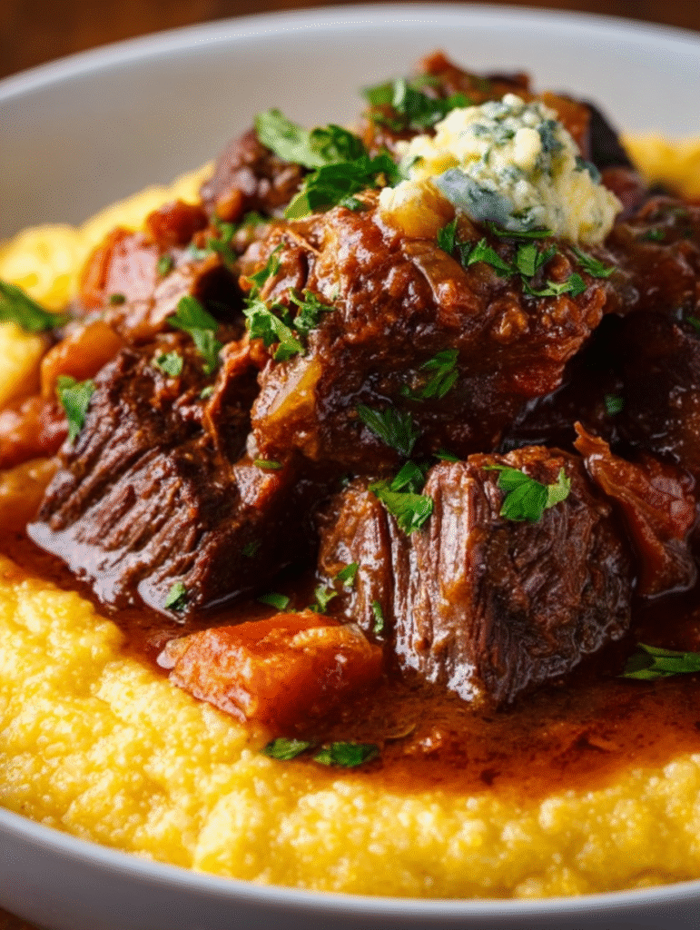 Italian Stracotto Pot Roast over Creamy Polenta