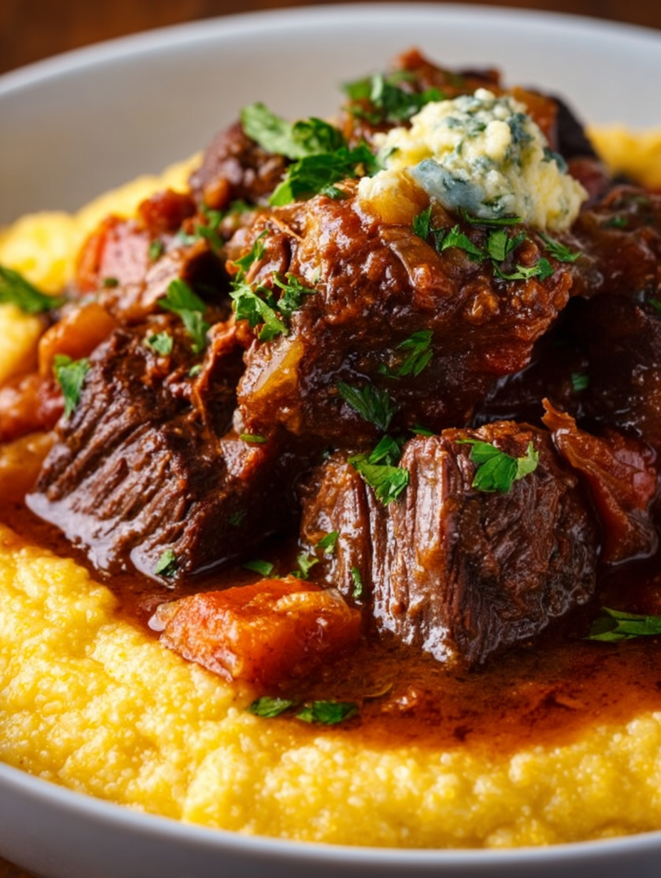 Italian Stracotto Pot Roast over Creamy Polenta