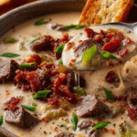 Loaded Cheesesteak Cream Soup