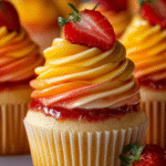 Mango Strawberry Sunset Cupcakes