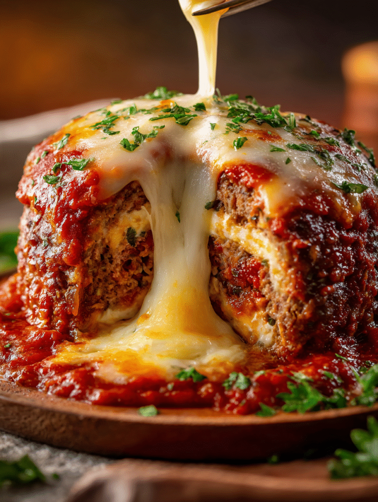 Molten Mozzarella Stuffed Italian Meatloaf
