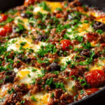 Rustic Greek Beef Skillet Bake