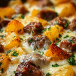 Slow Cooker Steak & Cheddar Potato Bake