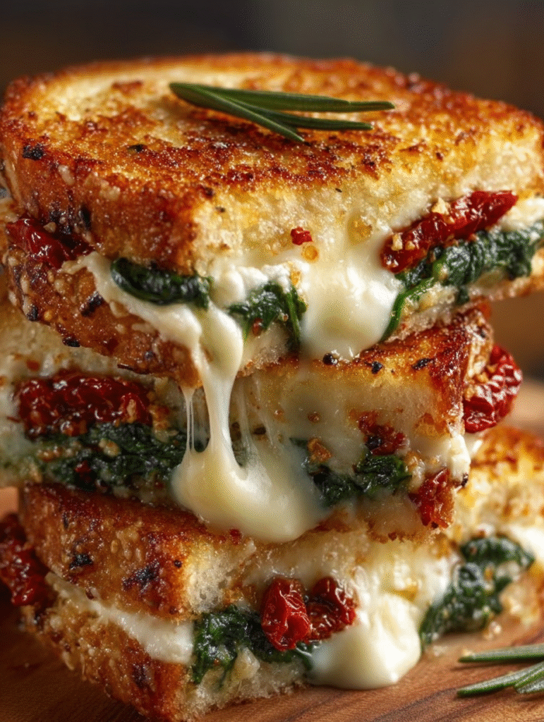 Sun-Dried Tomato, Spinach & Ricotta Grilled Cheese Stack