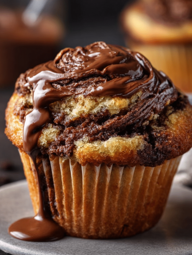 Swirled Nutella Banana Bliss Muffins