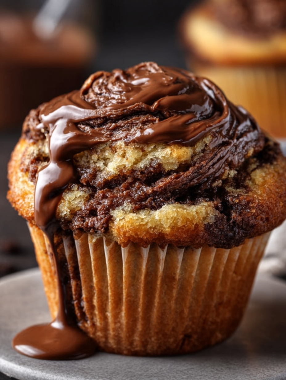 Swirled Nutella Banana Bliss Muffins