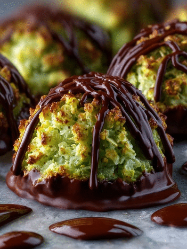 Chocolate-Dipped Pistachio Coconut Macaroons