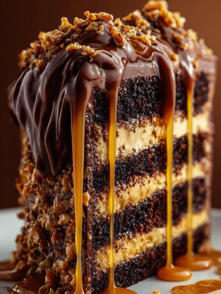 Ultimate Chocolate Caramel Toffee Crunch Cake